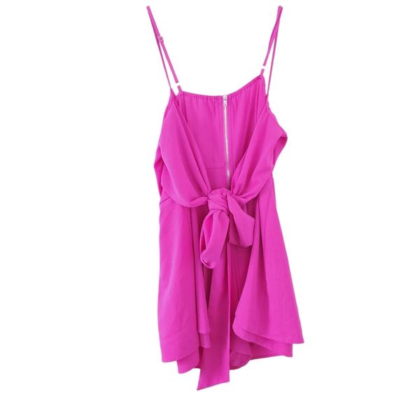 Blue Blush Pink Shorts Romper Medium Summer, Adjustable Straps, Back Tie - Picture 2 of 4